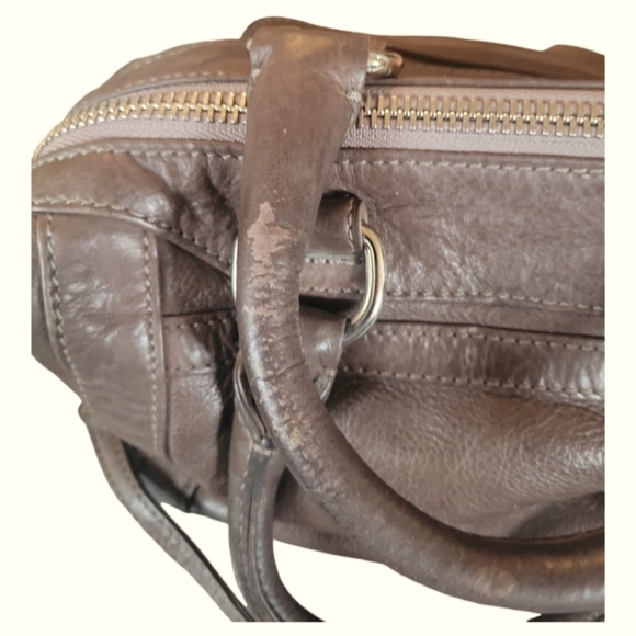 Rebecca Minkoff Small Soft Brown/Tan Distressed Leather Satchel Handbag - Picture 7 of 11